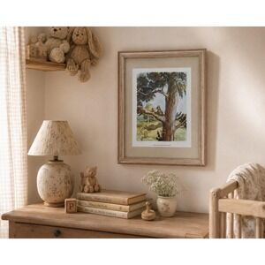 Vintage Winnie the Pooh Framed Print Nursery Storybook Wall Art Decor